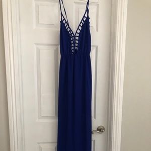 Blue cage front maxi dress